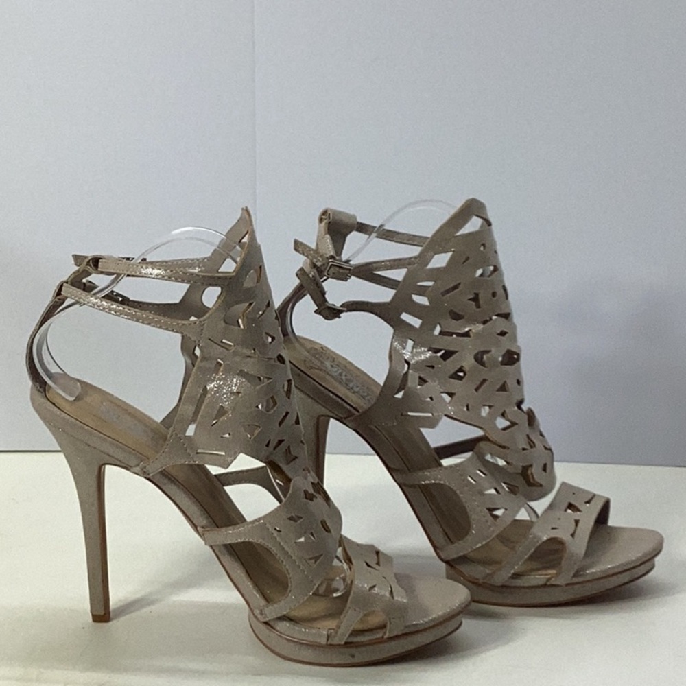 Mix No6 Tan Strappy Stilettos with Adjustable Buckles